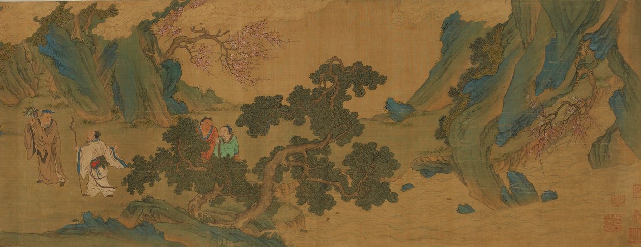 Landskap med daoistiska odödliga i bergen, Ming- eller Qingdynastin, 1600-talet. av Unbekannt