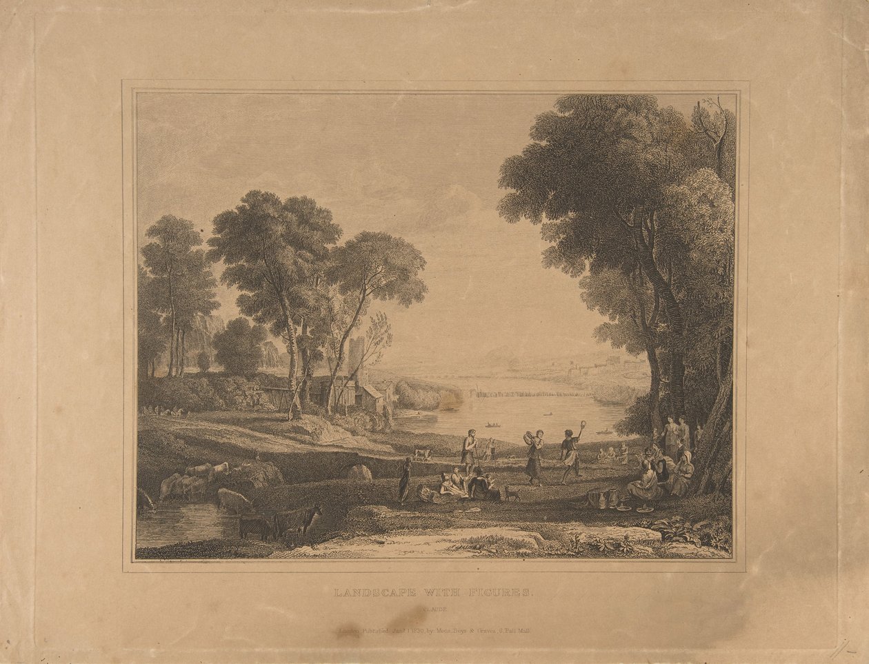 Landskap med figurer efter Isaacs och Rebeccas äktenskap, 1648, publicerad 1830. av Unbekannt