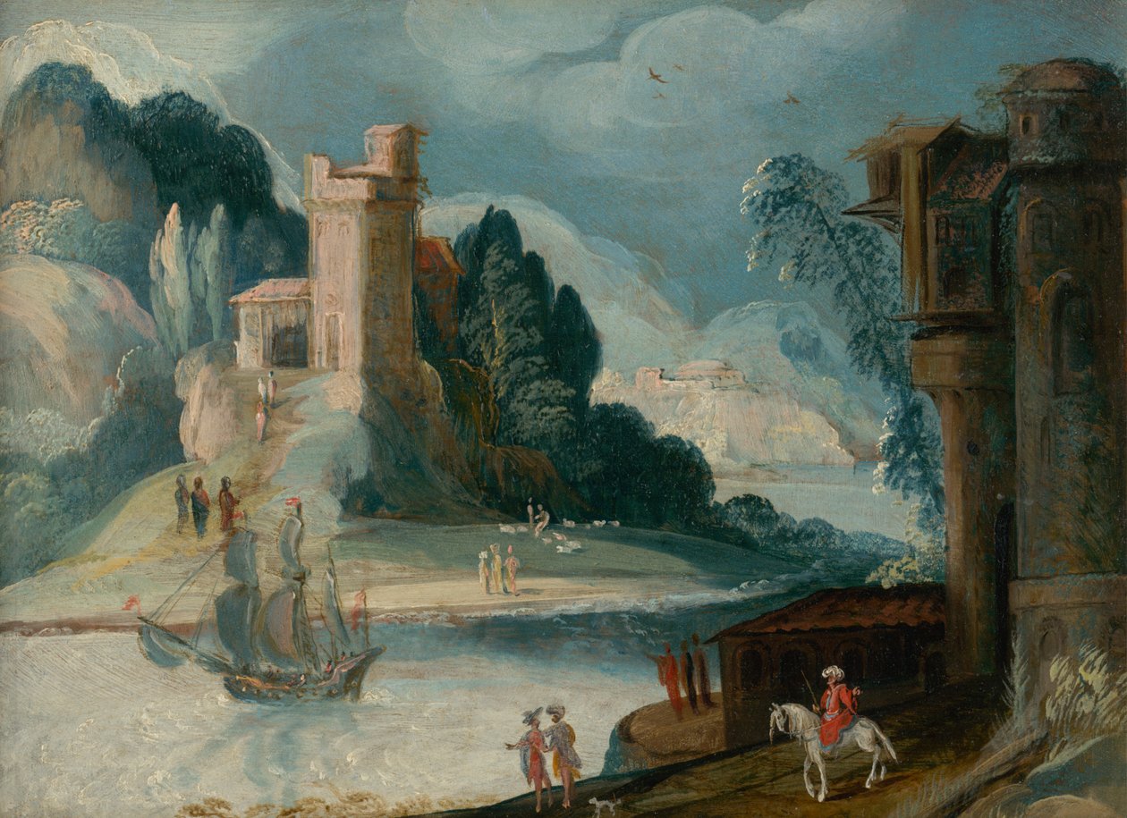 Landscape with a River and a Castle av Unbekannt