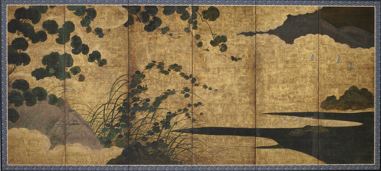 Landskap med blommande vinstockar, Momoyama- eller Edo-period, tidigt 1600-tal. av Unbekannt