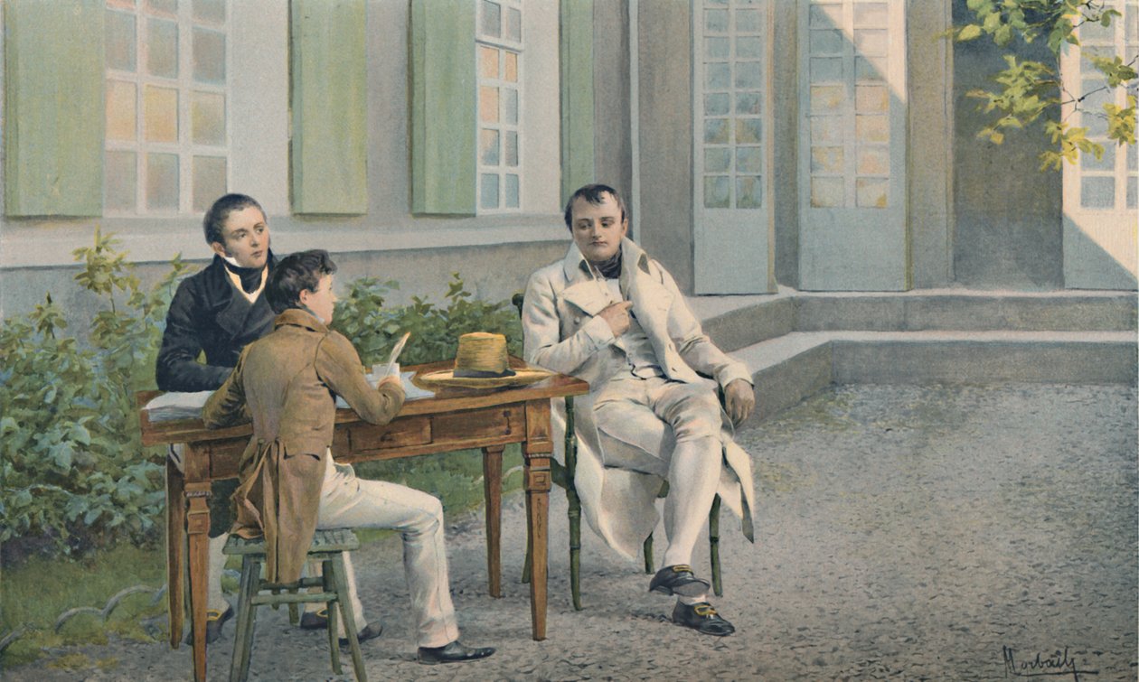 Las Casas och hans son skriver historien om Napoleon under hans diktat, c1815, 1896. av Unbekannt