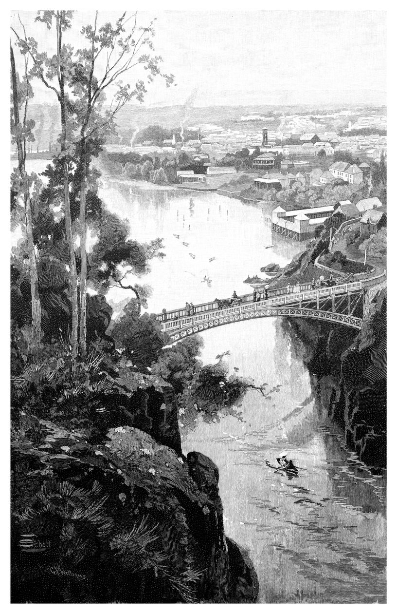 Launceston, från Cataract Bridge, Tasmanien, Australien, 1886 av Unbekannt