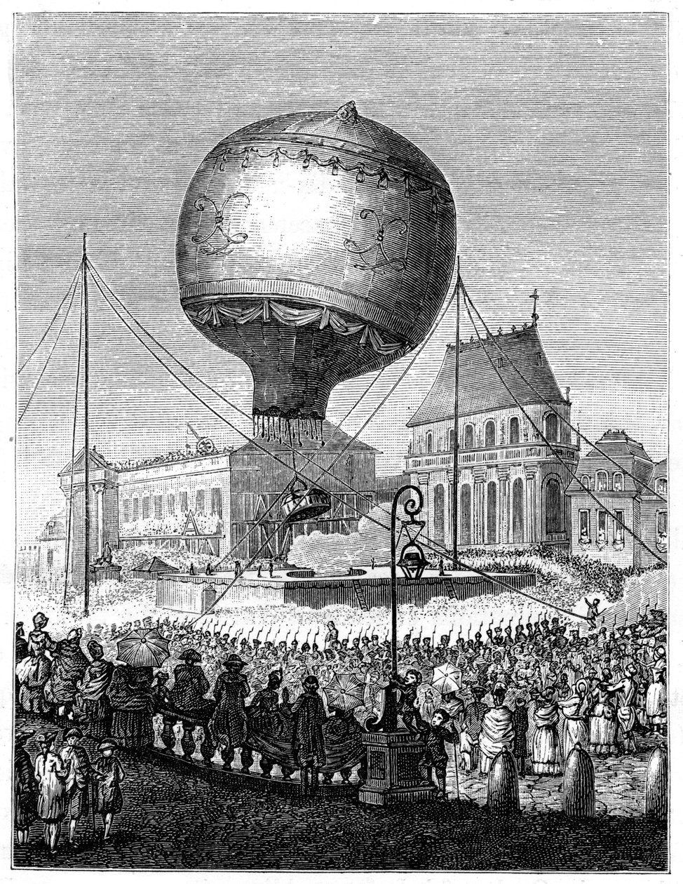 Uppskjutning av en luftballong, sent 1700-tal, 1885 av Unbekannt