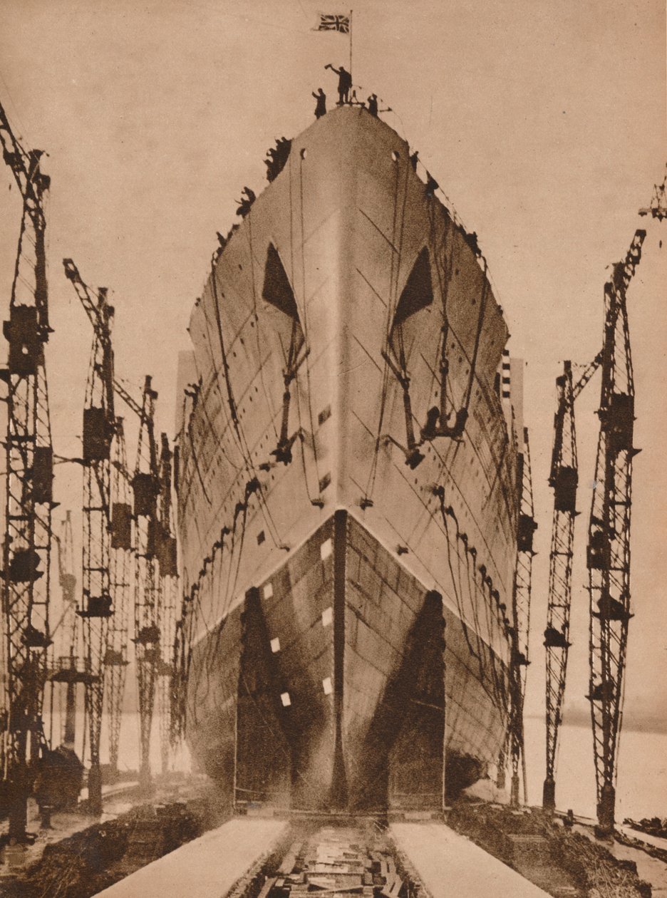 Lansering av Cunard-fartyget "Queen Mary", 1934 1935. av Unbekannt