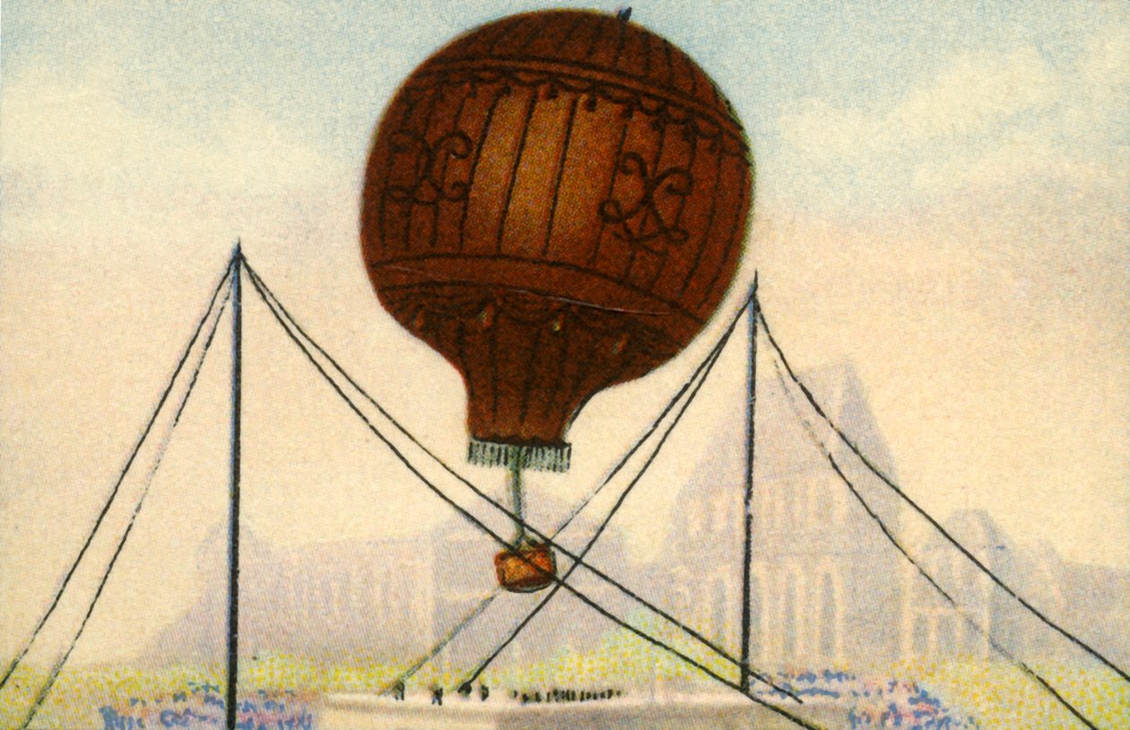 Lansering av Montgolfier Brothers ballong, juni 1783, 1932. av Unbekannt