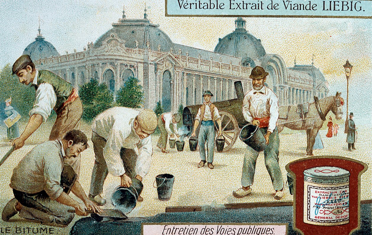 Att lägga bitumenvägyta på en gata i Paris, c1900 av Unbekannt