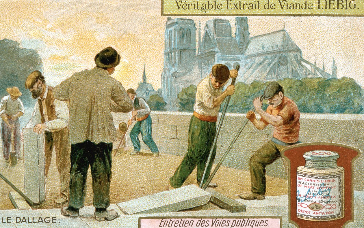 Lägger gatstenar på en gata i Paris, ca 1900 av Unbekannt