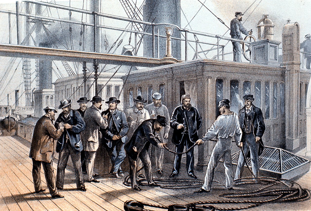Att lägga den transatlantiska telegrafkabeln, 1865 av Unbekannt