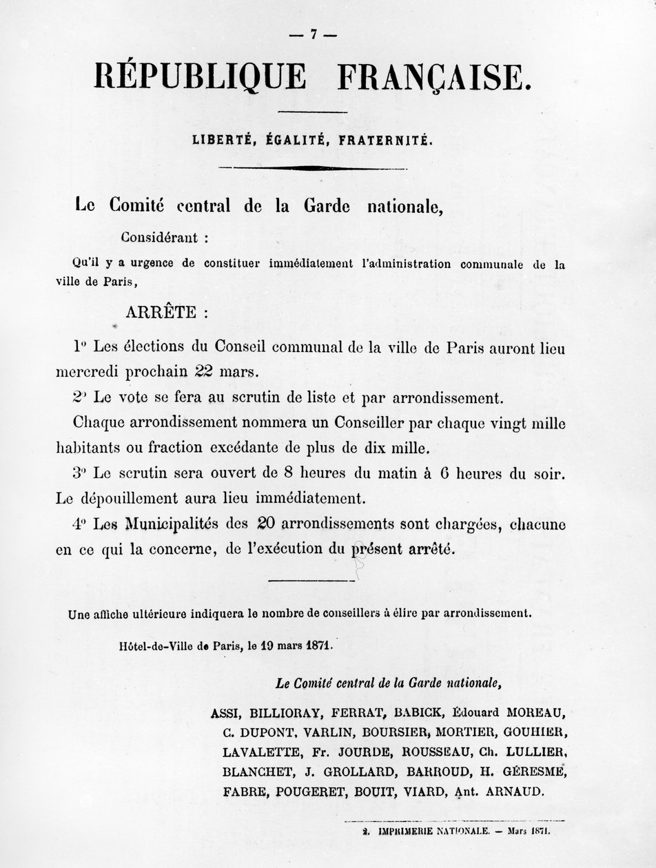 Le Comite Central de la Garde Nationale, från franska politiska affischer från Pariskommunen av Unbekannt