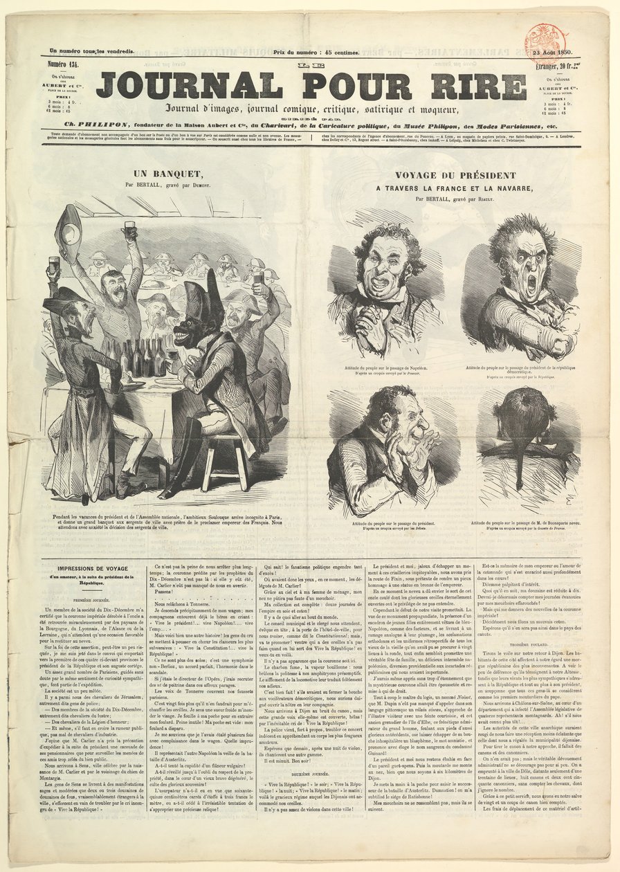 Le Journal Pour Rire, Journal dIimages, Journal Comique, Critique, Satirique et..., 23 augusti 1850. av Unbekannt