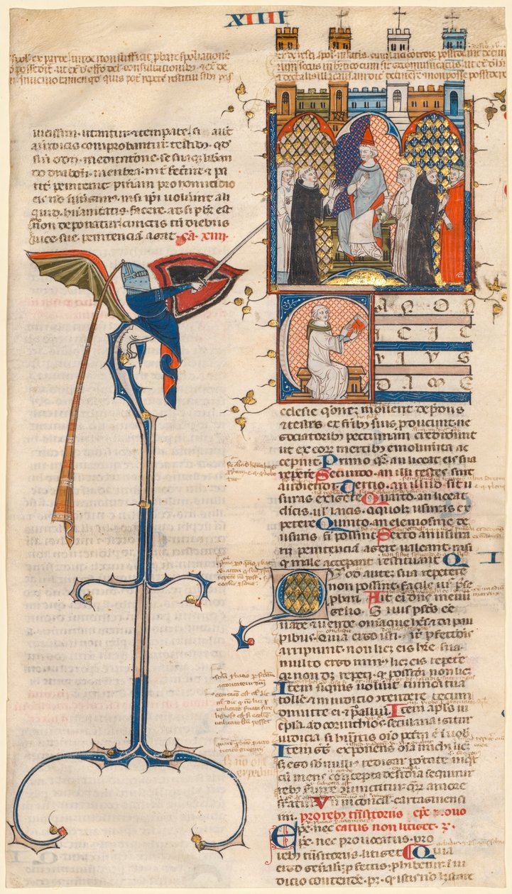 Blad utskuret från ett dekret av Gratianus: Initial C..., c. 1300-1310. av Unbekannt