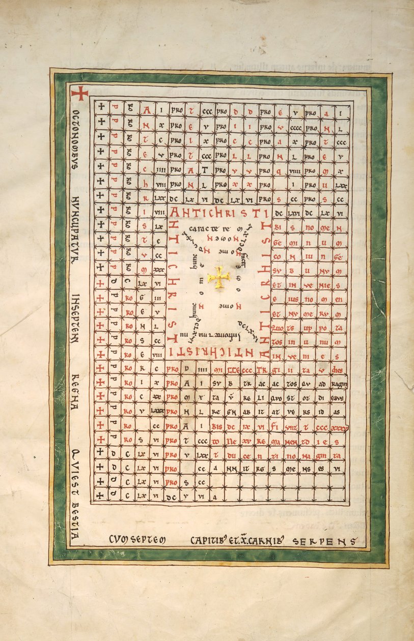 Blad från ett Beatus-manuskript: Antikrists bord, ca. 1180. av Unbekannt
