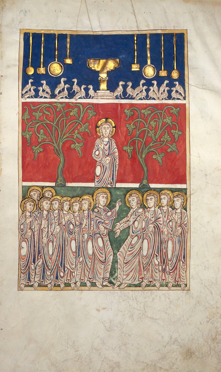 Blad från ett Beatus-manuskript: öppnandet av det femte inseglet, ca. 1180. av Unbekannt