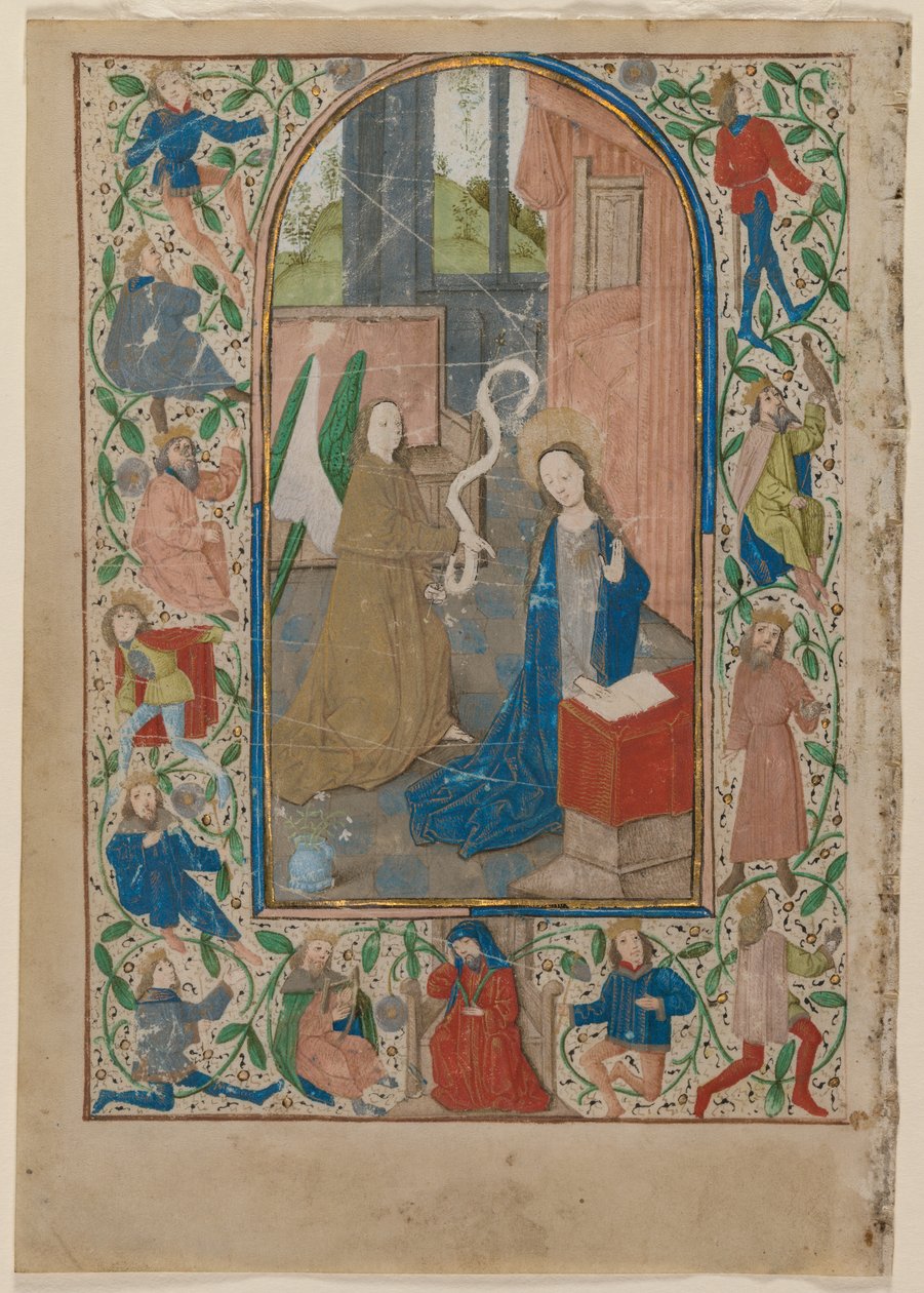 Blad från en timbok: tillkännagivandet, 1470-talet. av Unbekannt