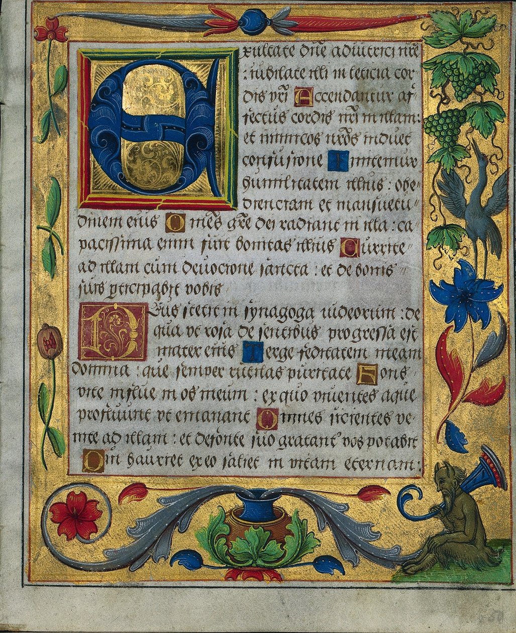 Blad från en psalter och bönbok...1 av 3 utskurna blad, ca. 1524. av Unbekannt