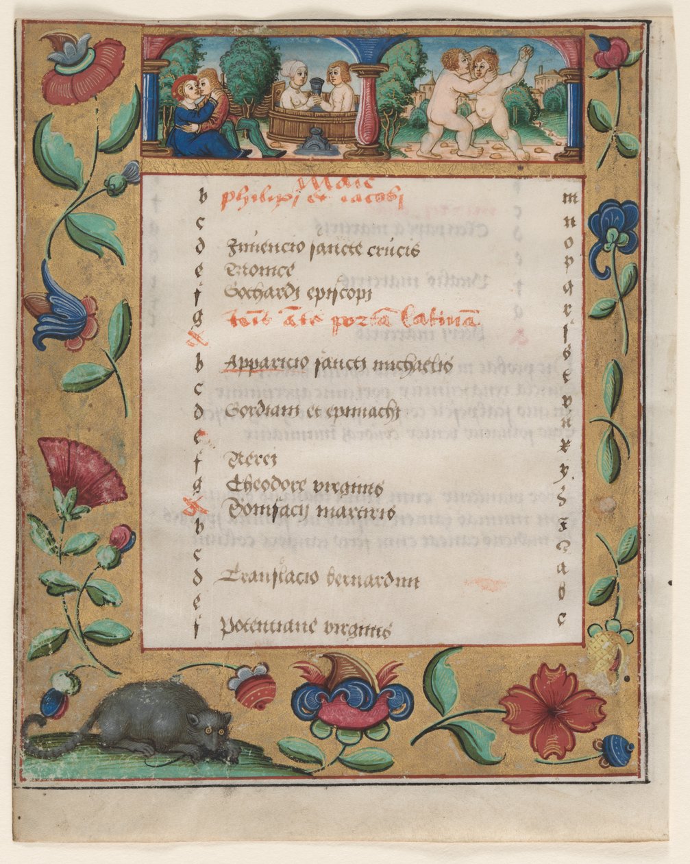 Blad från en psaltare och bönbok: Kalendersida med Labor a tergo, ca. 1524. av Unbekannt