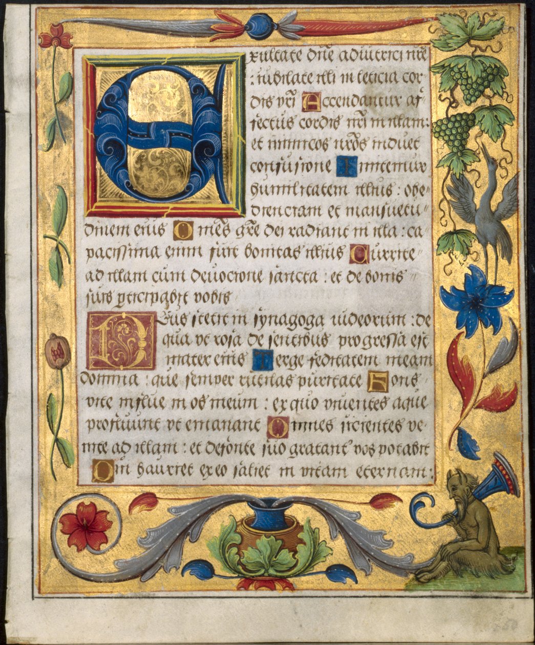 Blad från en psalter och bönbok: Initial E med prydnadskant...recto, ca. 1524. av Unbekannt