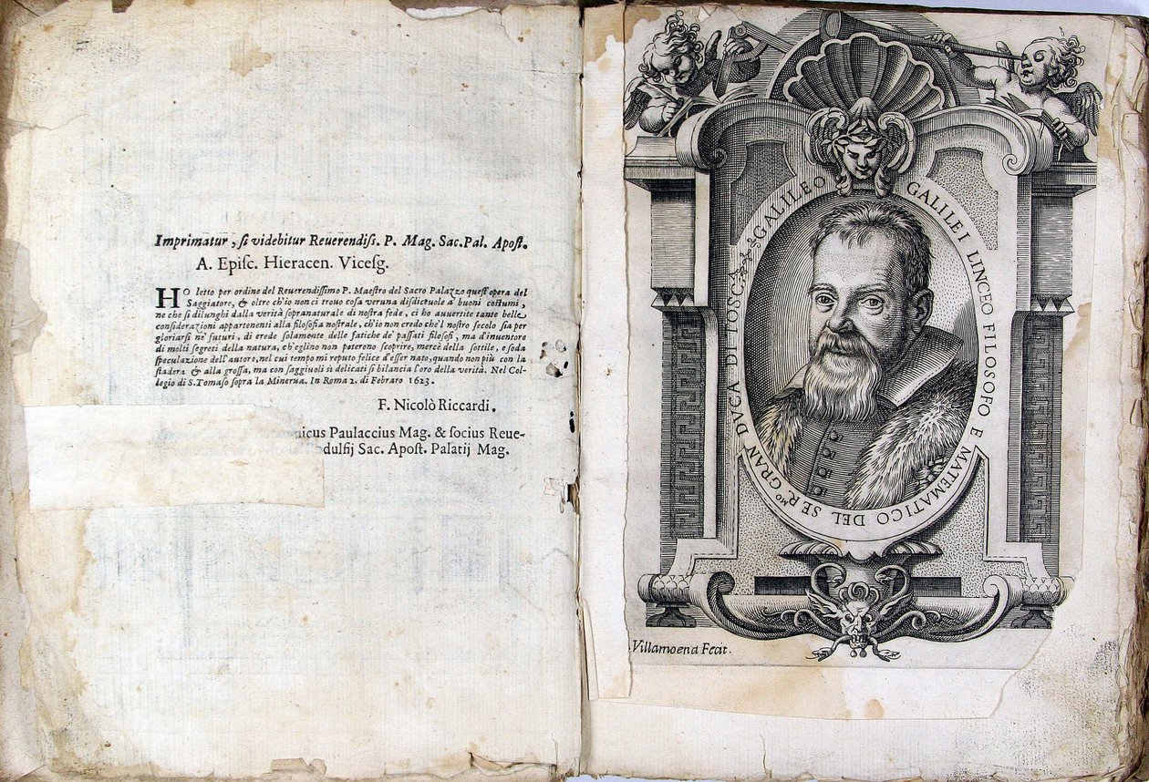 Blad av boken Assayer Il Saggiatore av Galileo Galilei, 1623 av Unbekannt