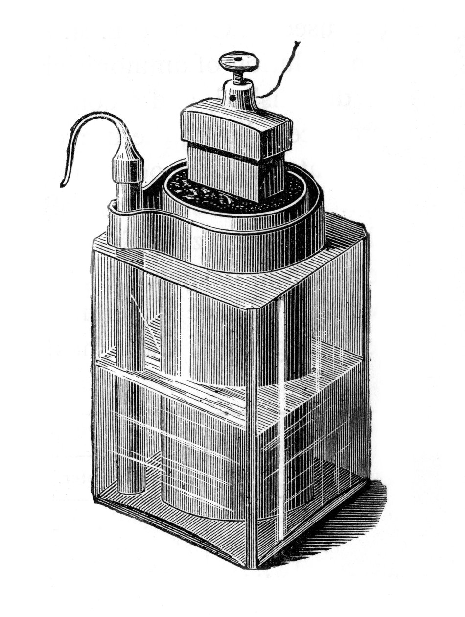 Leclanche wet cell, ett tidigt lagringsbatteri, 1896 av Unbekannt