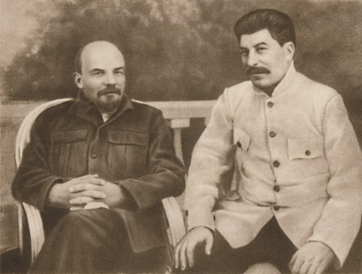 Lenin och Stalin i Gorki nära Moskva, 1922, 1939. av Unbekannt