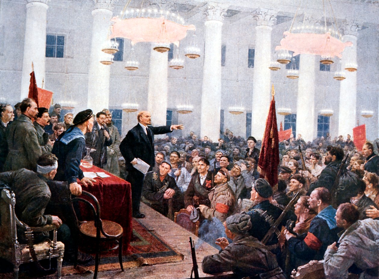 Lenin anklagar deputerade för den andra sovjetkongressen, Smolny Palace, St Petersburg, 1917 av Unbekannt