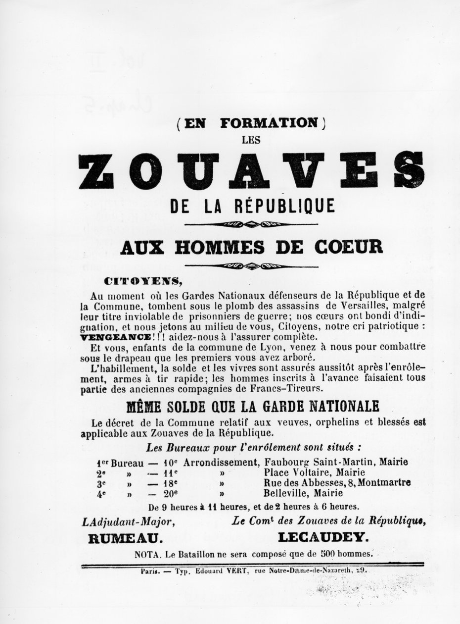 Les Zouaves, från franska politiska affischer från Pariskommunen, maj 1871 av Unbekannt