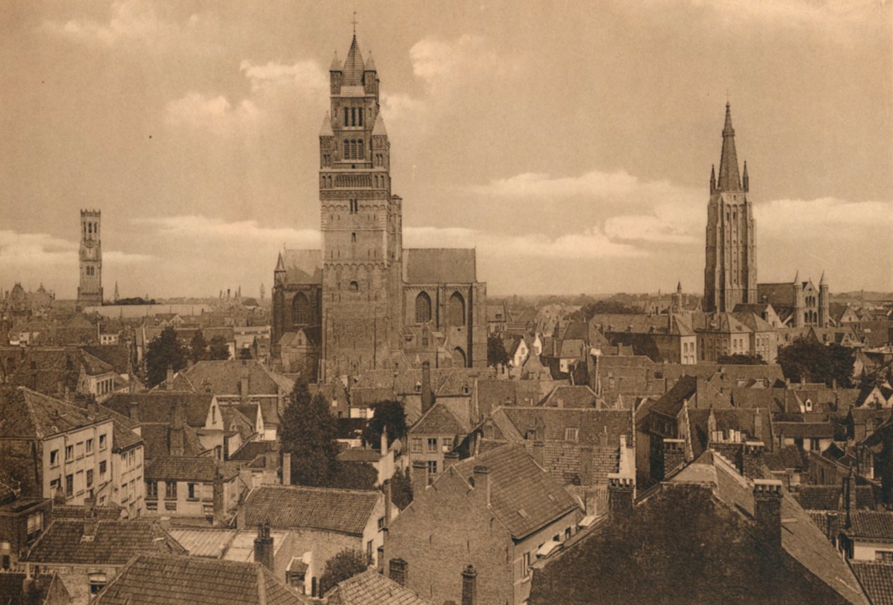 De tre tornens klockstapel, katedralen och kyrkan i Notre-Dame, c1928 av Unbekannt