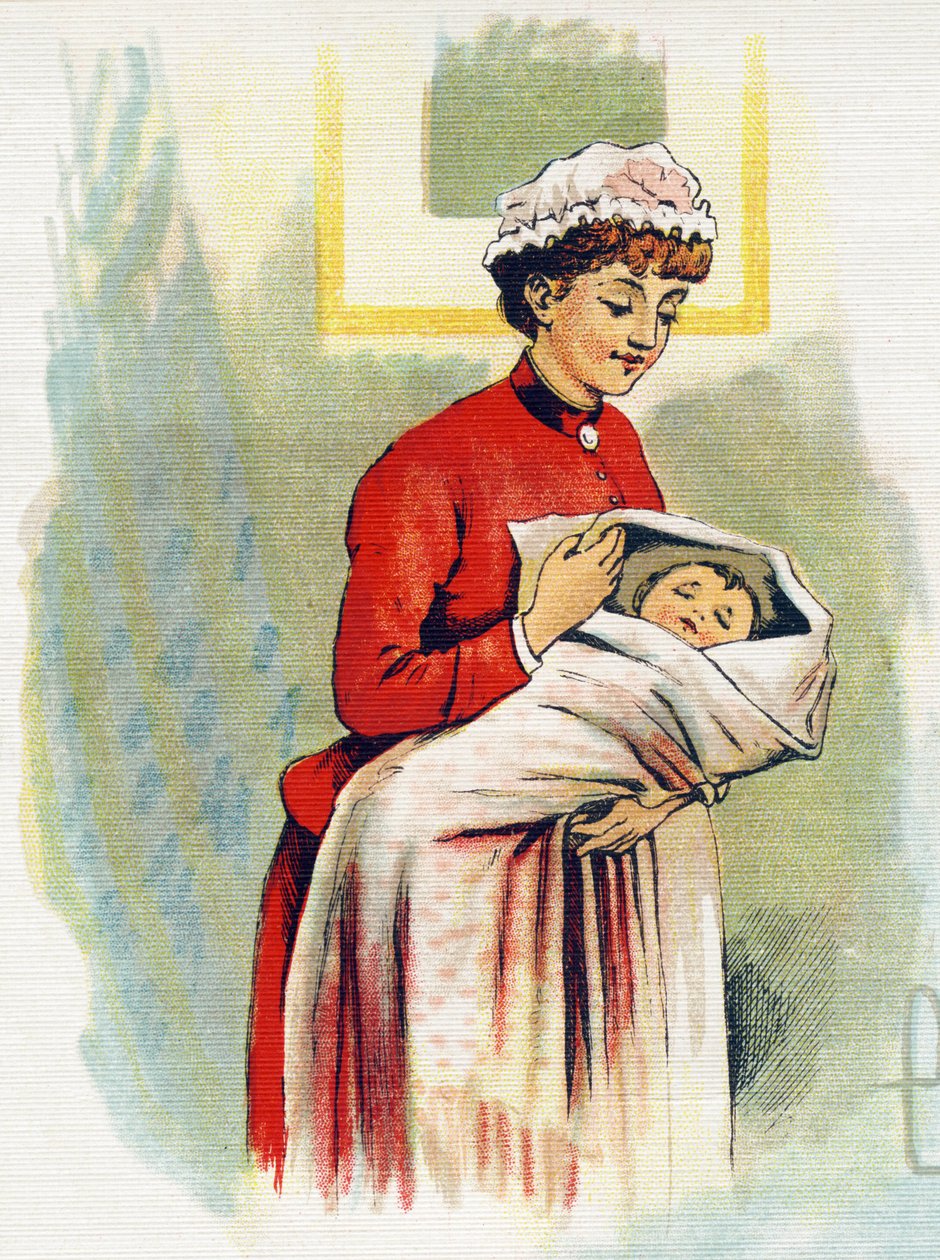 Bokstav N: sjuksköterska. Gravyr i "ABC L