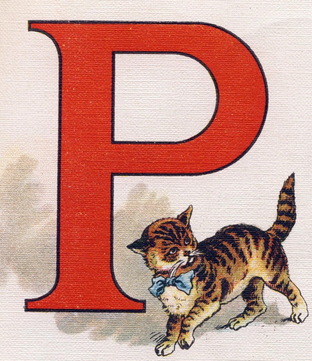 Bokstaven P: liten katt. Gravyr i "ABC L