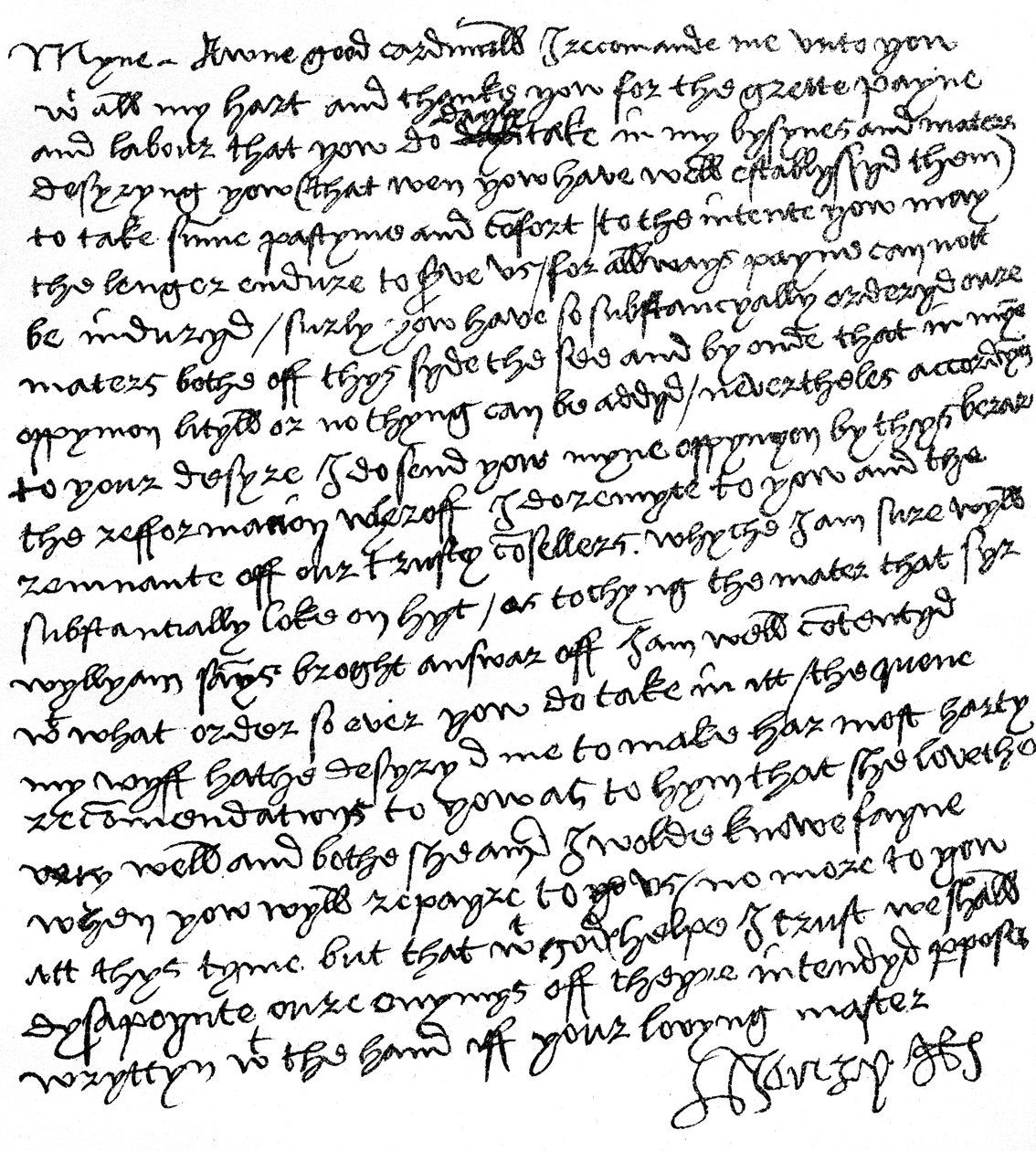 Brev från kung Henry VIII till kardinal Wolsey (