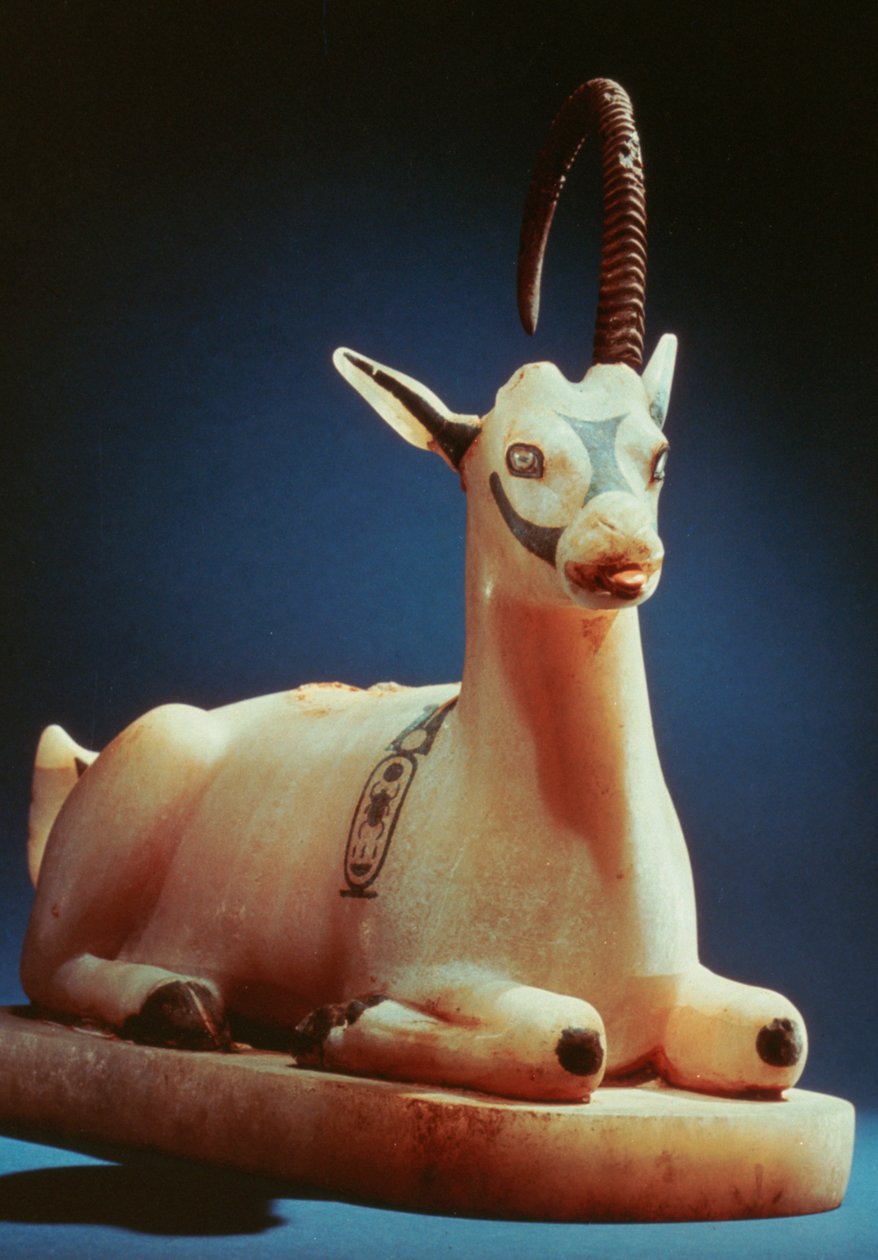 Lock på en unguent burk i form av en stenbock, från Tutankhamons grav, 1300-talet f.Kr. av Unbekannt
