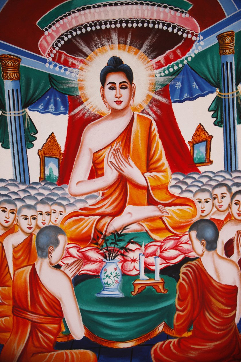 Buddhas liv Instruerar församlingens arahanter, Siem Reap, Kambodja av Unbekannt