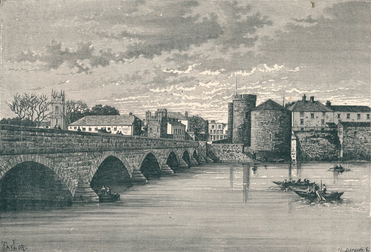 Limerick - Thomond Bridge och King Johns Castle, 1896 av Unbekannt