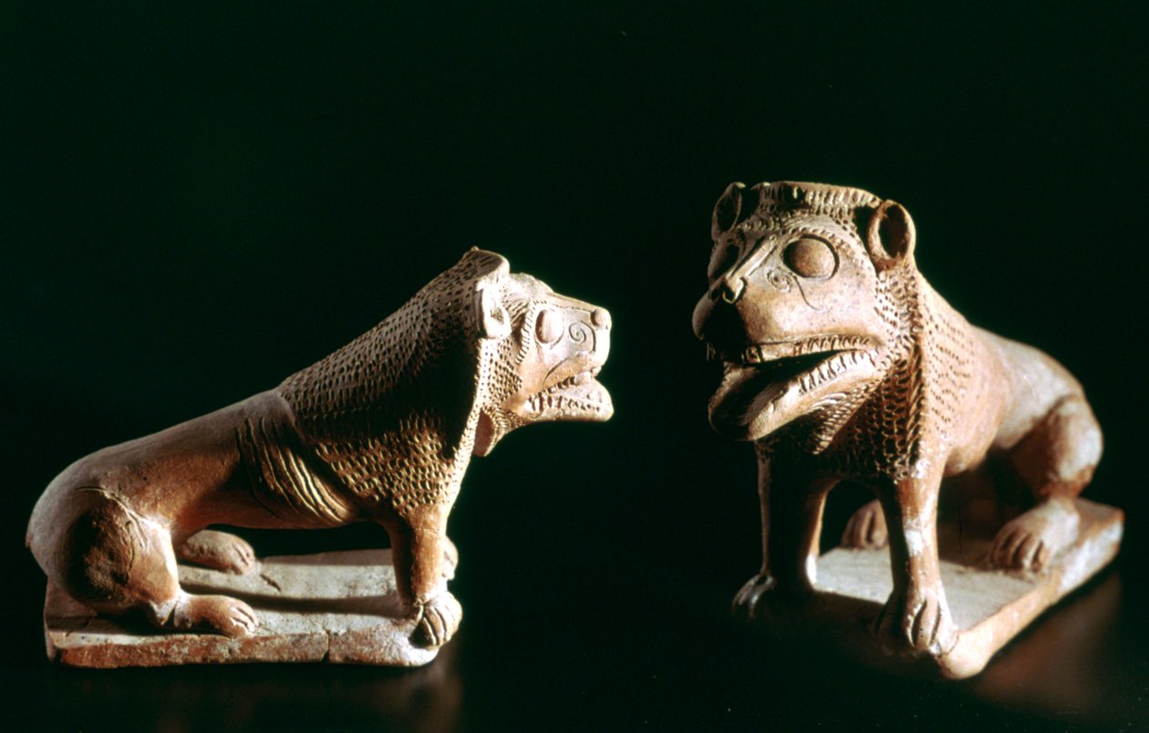 Lions, från Kerkouane, Tunisien, 300-talet f.Kr av Unbekannt