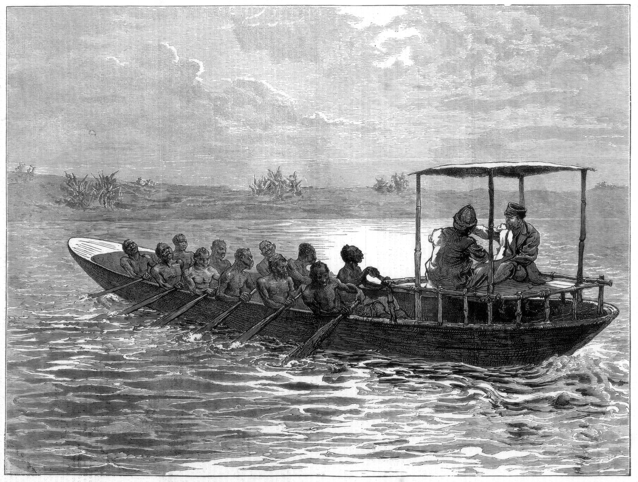Livingstone och Stanley på väg från Ujiji till Rusizi-floden, 1871 av Unbekannt