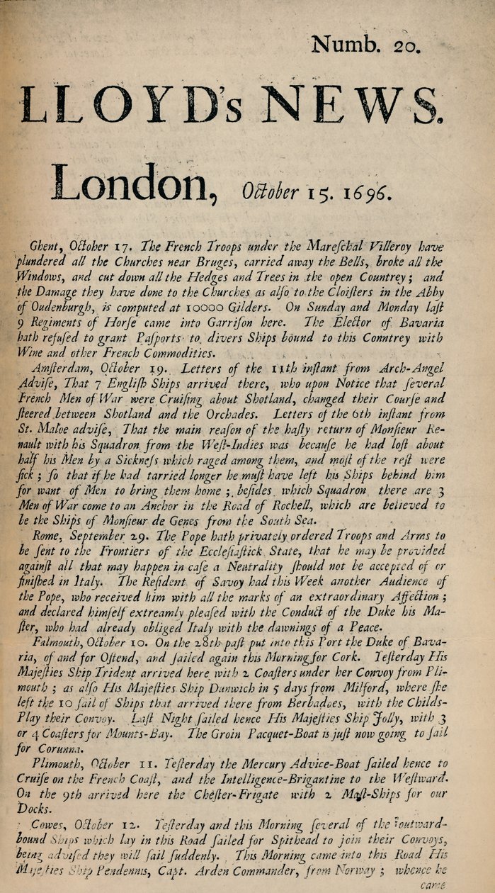 Lloyds News. London den 15 oktober 1696 - Numb. 20, 1928 av Unbekannt