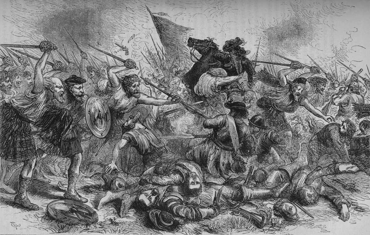 Lochiels Charge vid Killycrankie, 27 juli 1689, c1880 av Unbekannt