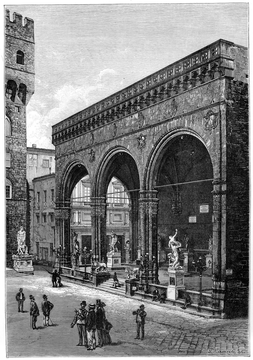 Loggia del Lanzi, Piazza della Signoria, Florens, Italien, 1882 av Unbekannt