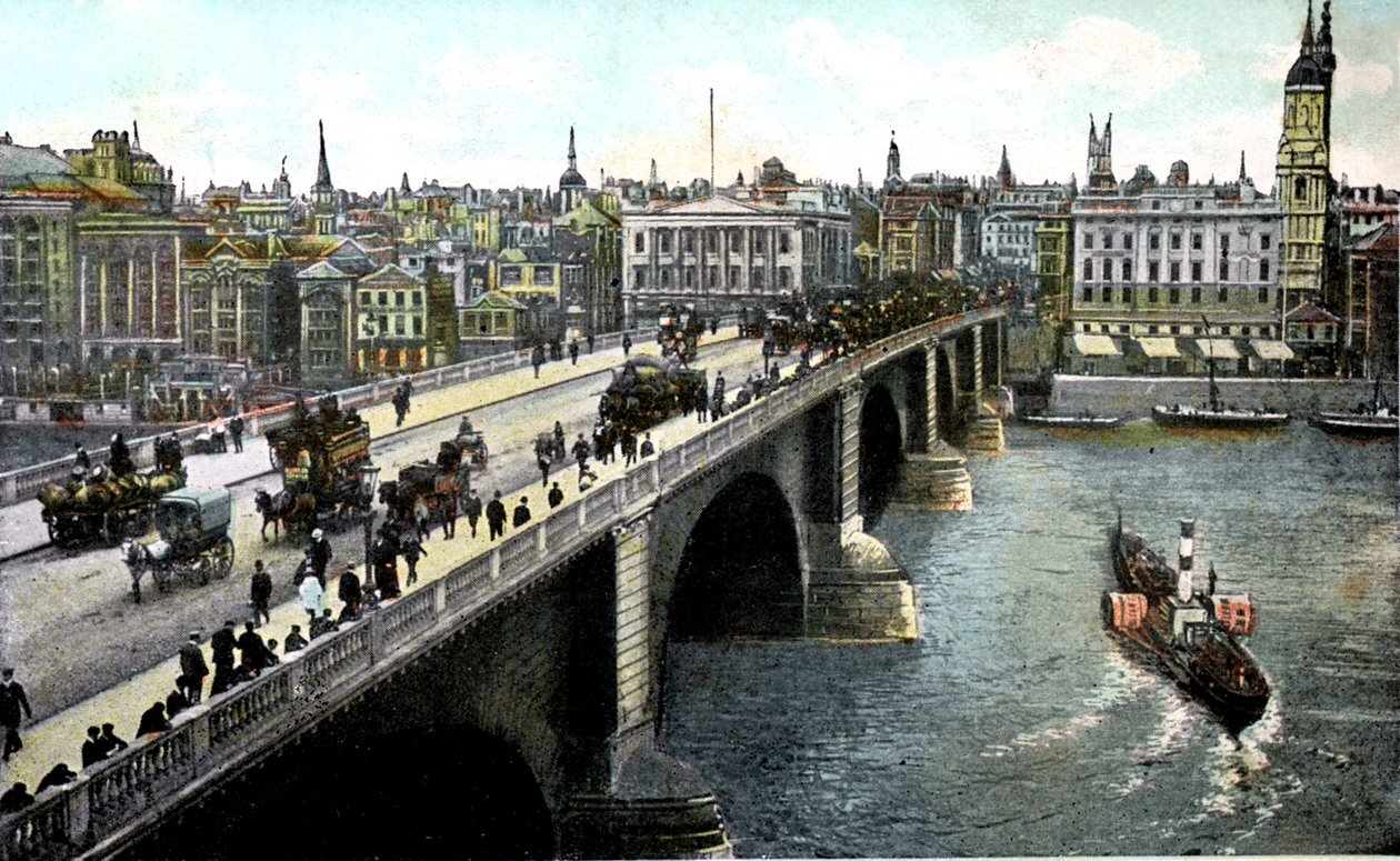 London Bridge efter 1904 års utvidgning, London, 1900-talet av Unbekannt