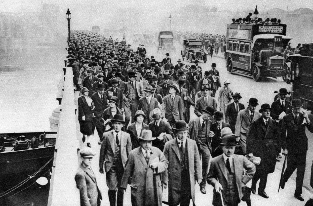 London Bridge rusningstid, London, 1926-1927 av Unbekannt