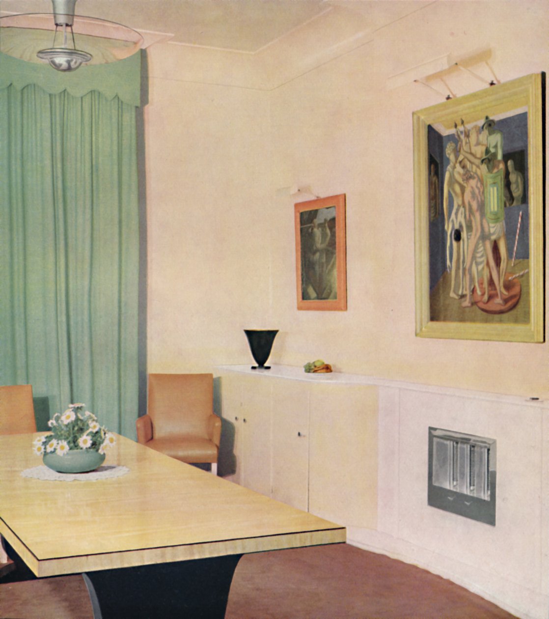 London Dining Room med målning av Chirico, 1938 av Unbekannt