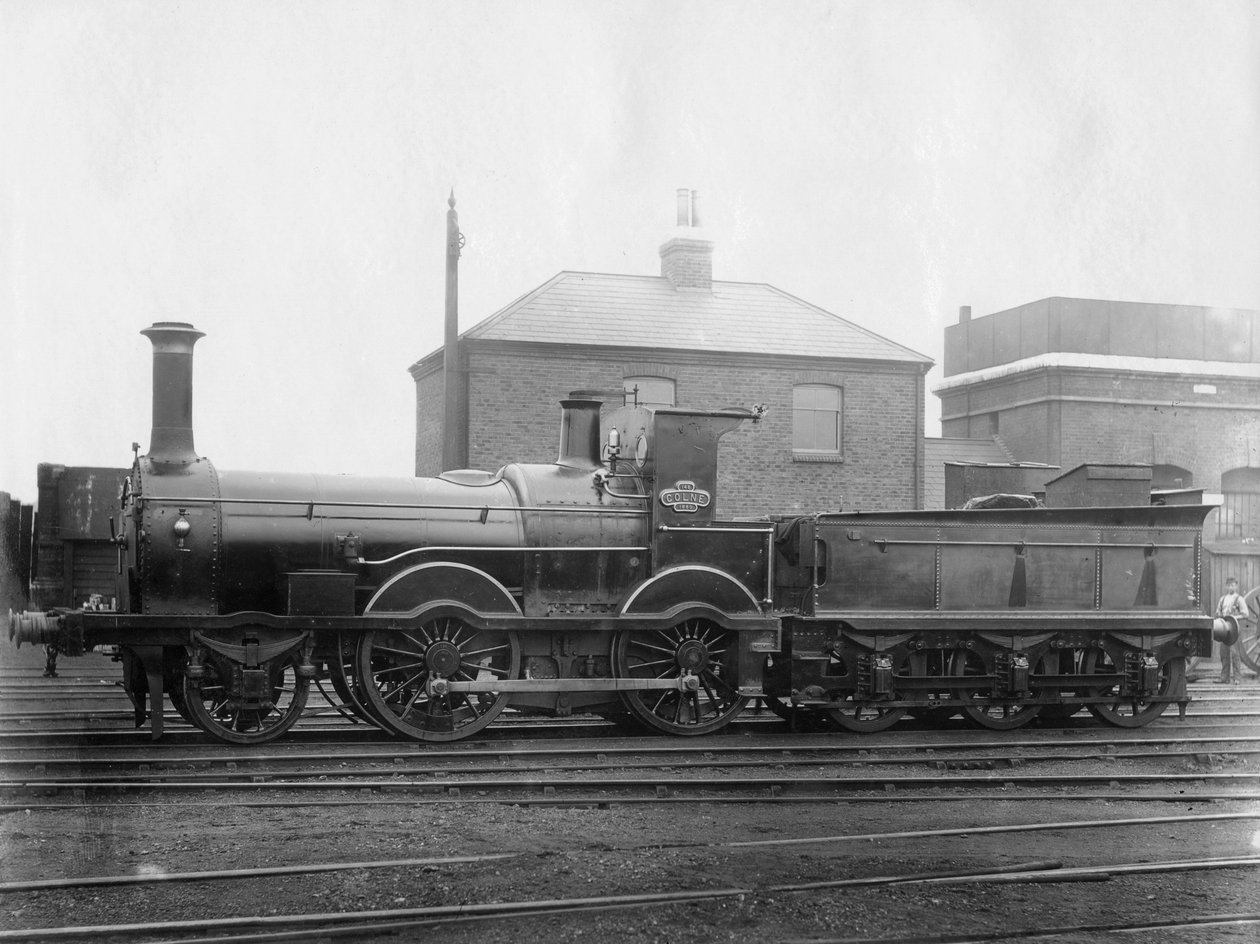 London & South Western Railway LSWR lokomotiv nr 148, Colne med sitt anbud, c1880 av Unbekannt