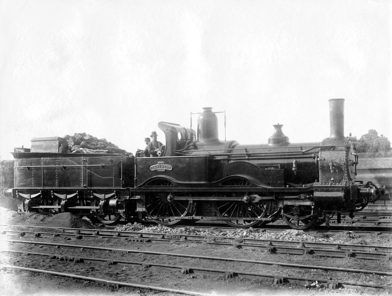 London & South Western Railway LSWR lokomotiv nr 5, Ganymede och tender, c1873 av Unbekannt
