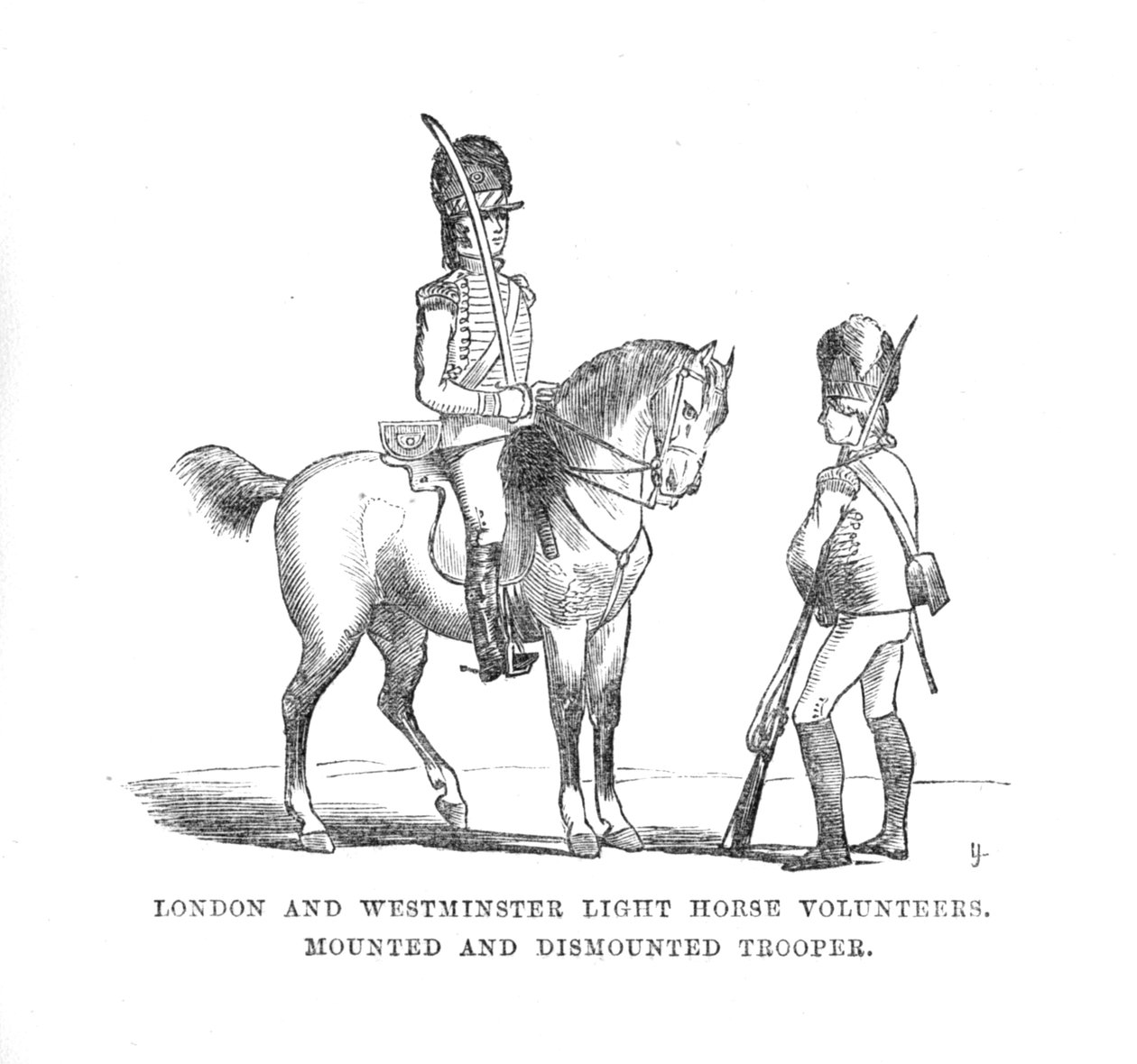 London och Westminster Light Horse Volunteers. Monterad och demonterad Trooper, c1870 av Unbekannt