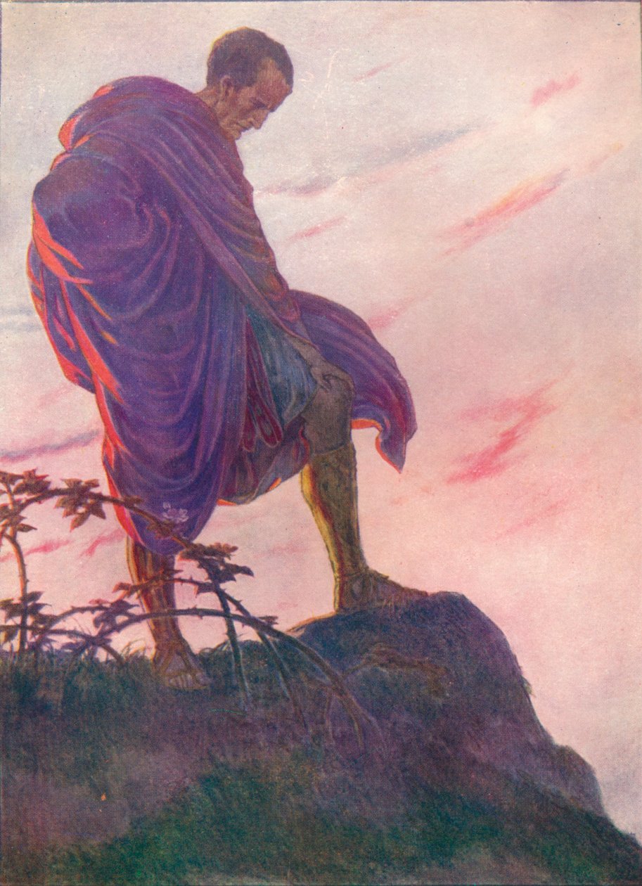 När han såg ner på bäcken stod han en stund djupt i tankar, c1912 1912 av Unbekannt