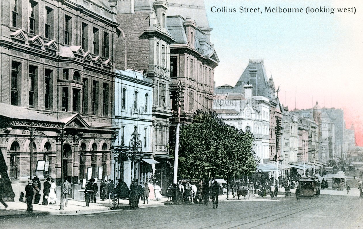 Tittar västerut längs Collins Street, Melbourne, Australien, 1912 av Unbekannt