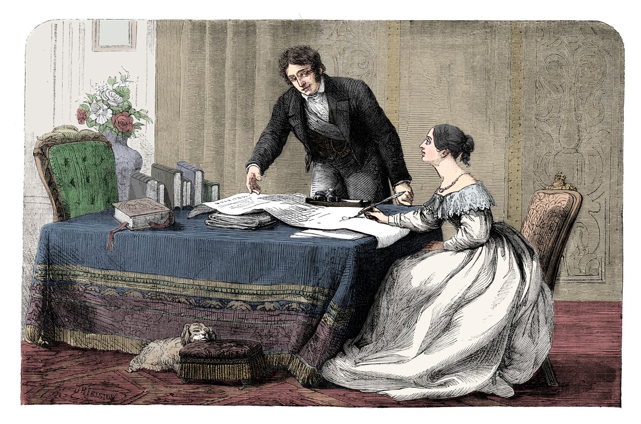 Lord Melbourne 1779-1848 instruerar en ung drottning Victoria 1819-1901, 1837 c1895 av Unbekannt