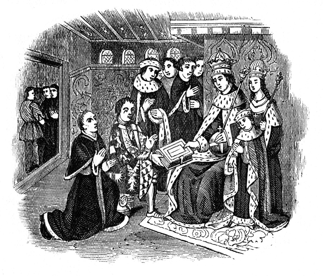 Lord Rivers och Caxton före Edward IV, 1400-talet, 1910 av Unbekannt