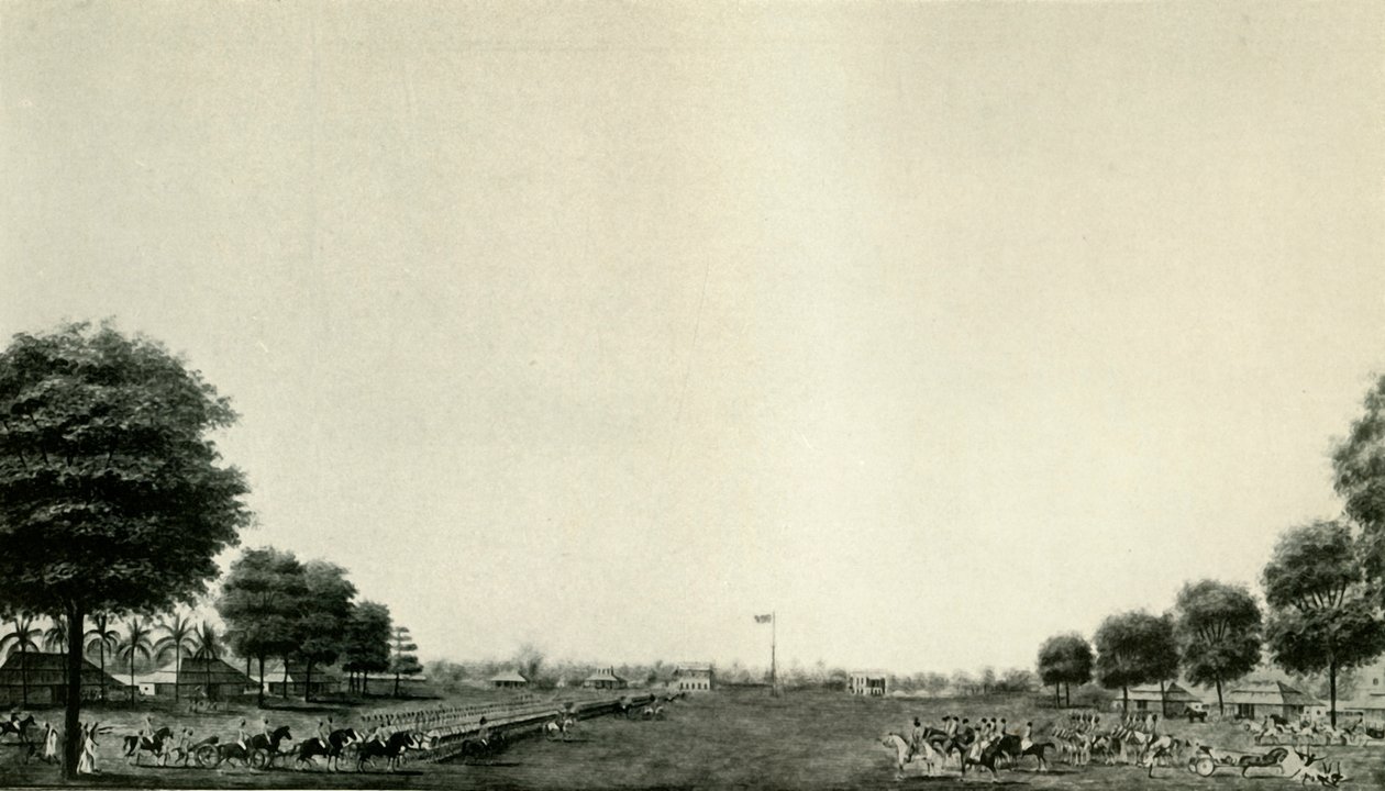 Lord Wellesley granskar livvakten vid Ballygunge, c1770, c19250. av Unbekannt