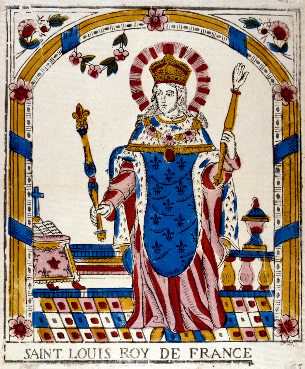 Ludvig IX, kung av Frankrike, i sina kröningsdräkter, 1226 1800-talet av Unbekannt